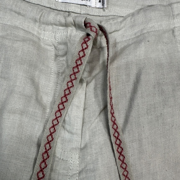Johnny Was Sentrie Gray Print Drawstring Linen Shorts w Embroidery Women Medium - Picture 8 of 12
